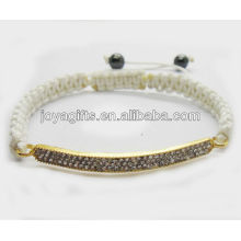 95B0225-2 / Großhandels diamante Legierung shamballa gesponnenes Armband / Hand gesponnene Armbänder / weißes Wachsschnur